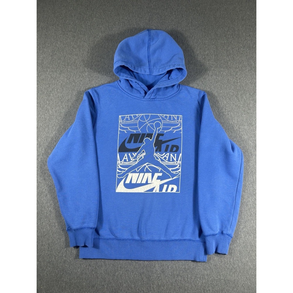 Jordan Boys Blue‎ Jumpman Nike Air Collage Graphic Pullover Hoodie L